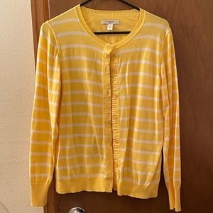 Liz Claiborne Yellow lightweight sweater with white Stripes, Sz XL